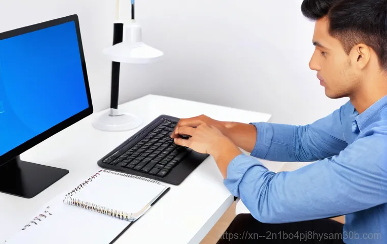 동화동 STATUS_KERNEL_DATA_CORRUPTION - **Image Prompt 2: Blue Screen Frustration**
    A realistic photograph-style render of a person (gen...
