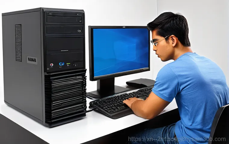 서초구 STATUS_IMAGE_INVALID - **Prompt 1: The Blue Screen of Despair**
    A young professional in their late 20s, dressed in a sm...