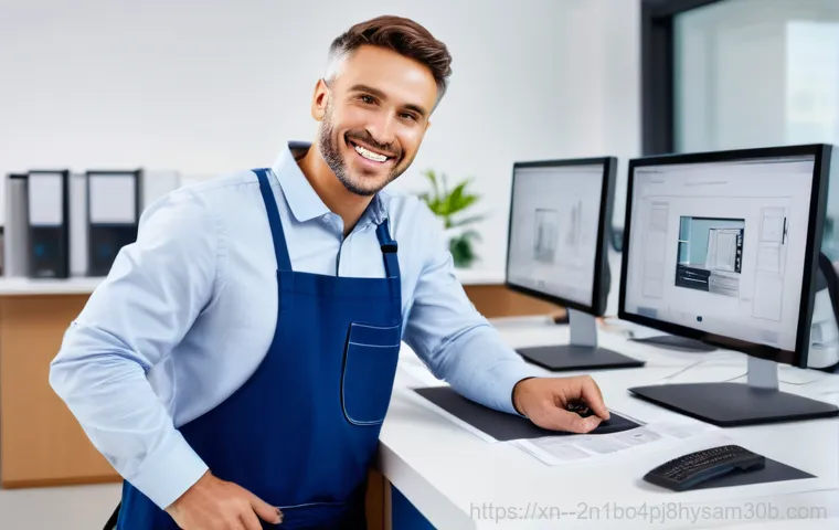 회현동 워크스테이션출장방문수리점 - A skilled and friendly male or female technician, dressed in a neat, branded work uniform, is meticu...