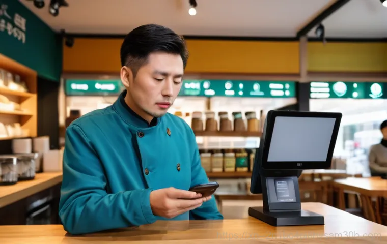 쌍문동 HAL_INITIALIZATION_FAILED - Image Prompt 1: Frustration at the Café Kiosk**