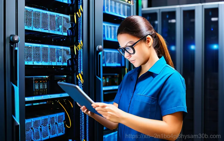 문정동 파일서버출장방문수리점 - **Prompt 2 (Data Recovery and Relief):**
    In a clean, well-lit data recovery center in Munjeong-d...