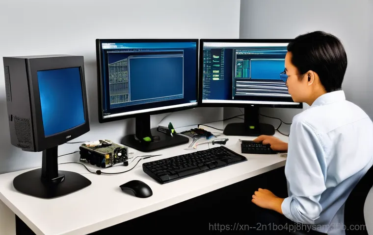 서빙고동 DRIVER_POWER_STATE_FAILURE - **Prompt:** A close-up, dramatic shot of a computer monitor displaying the vivid blue screen of deat...