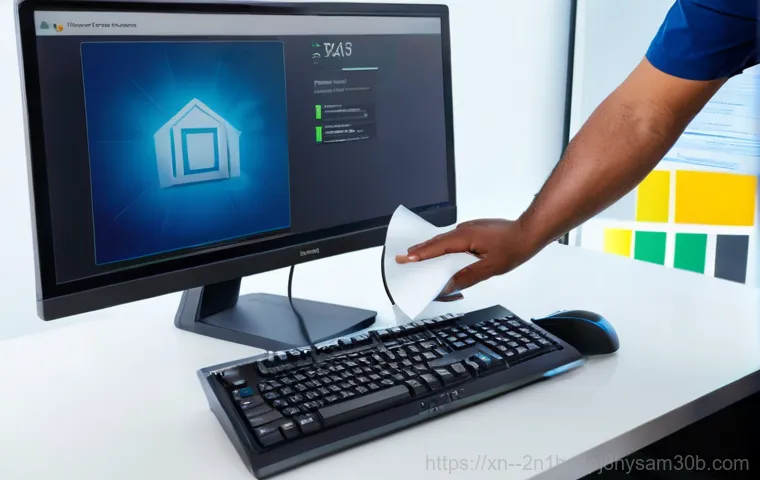 신도동 KERNEL_DATA_INPAGE_ERROR - A pair of skilled hands, wearing light blue anti-static gloves, carefully re-seats a stick of RAM in... 신도동 KERNEL_DATA_INPAGE_ERROR - A pair of skilled hands, wearing light blue anti-static gloves, carefully re-seats a stick of RAM in...
