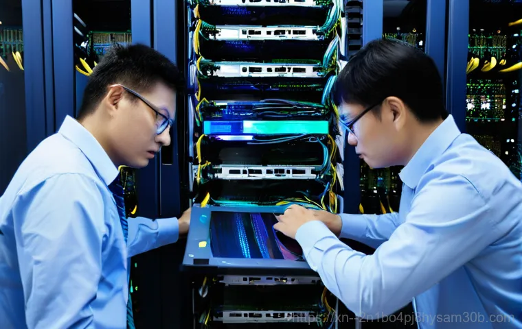 도봉동 서버출장방문수리점 - **Prompt:** A female small business owner, in her early 40s, looks relieved as a male IT technician,...