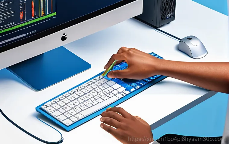 신문로 KERNEL_SECURITY_CHECK_FAILURE - A close-up shot of a person's hands hovering over a laptop keyboard, their face partially visible, i...