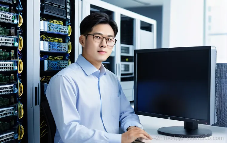 인사동 파일서버출장방문수리점 - A bustling modern office in Insadong, Seoul, experiencing a sudden file server outage. Several offic...