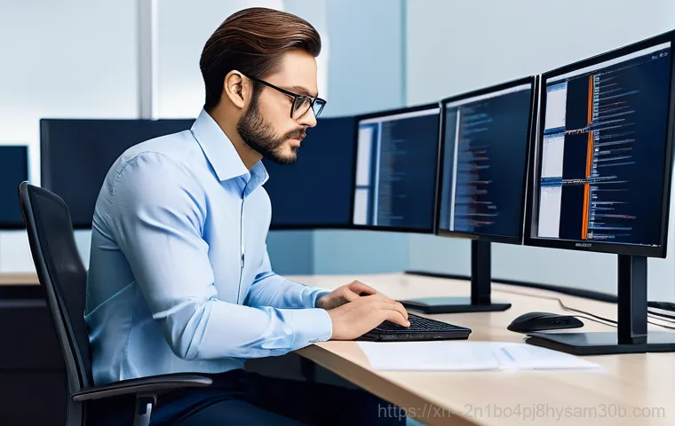 왕십리 NDIS_INTERNAL_ERROR - **Prompt:** A frustrated young adult sits in a dimly lit home office, staring at a desktop computer ...