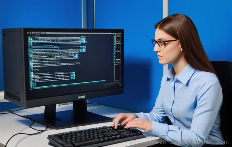 행촌동 USER_MODE_HEALTH_MONITOR - **The Sudden Blue Screen:** A person, appearing to be in their late 20s to early 30s, sits at a mode...