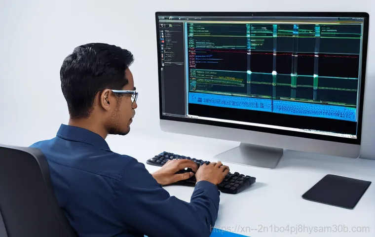 독산동 STATUS_KERNEL_MODULE_INVALID - A person sits at a desk, looking bewildered and slightly stressed at their computer screen. The moni...