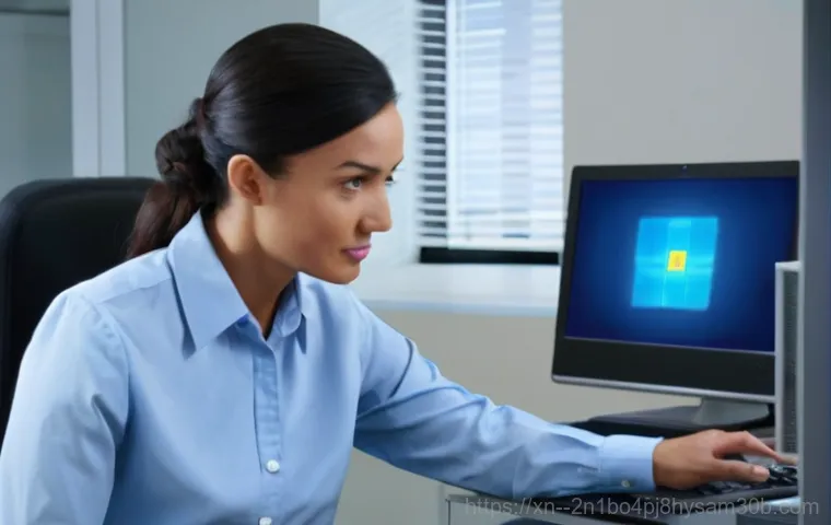 문봉동 server출장방문수리점 - A highly skilled male IT professional, wearing a dark blue uniform shirt and safety glasses, is meti...