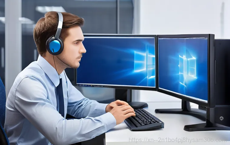 공릉동 블루스크린 - **Prompt 2: Focused Troubleshooting of a Blue Screen Issue**
    A focused young adult, dressed in p...