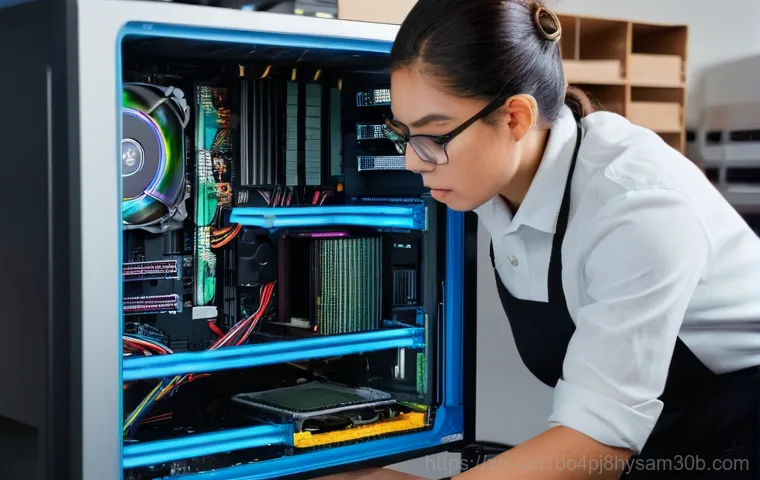 내자동 NMI_HARDWARE_FAILURE - **A sudden computer crash:** A young adult, fully clothed in casual wear, sits at a modern desk, loo...