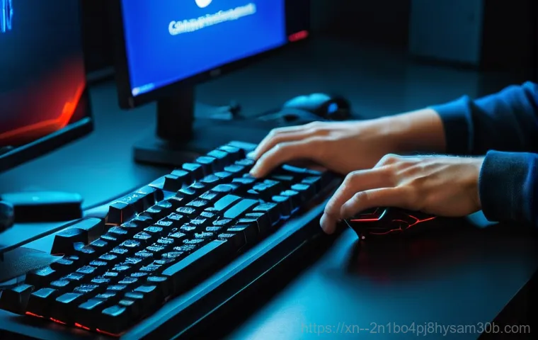 우면동 SOFTWARE_EXCEPTION - A young professional, appearing visibly frustrated and stressed, gazes intently at a computer monito...