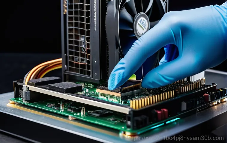 구의동 본체 꺼졌다 켜졌다 할때 - **Prompt:** A close-up, well-lit shot of the inside of an opened desktop computer case. A male compu...