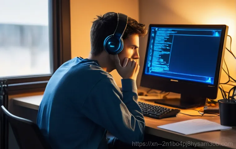 홍지동 INVALID_KERNEL_HANDLE - **Prompt:** A young adult, looking visibly frustrated and distressed, sits in a dimly lit home offic...