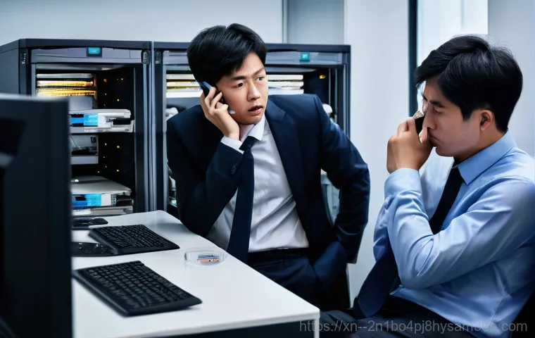 행당동 파일서버출장방문수리점 - Image Prompt 1: Office Chaos After Server Failure**