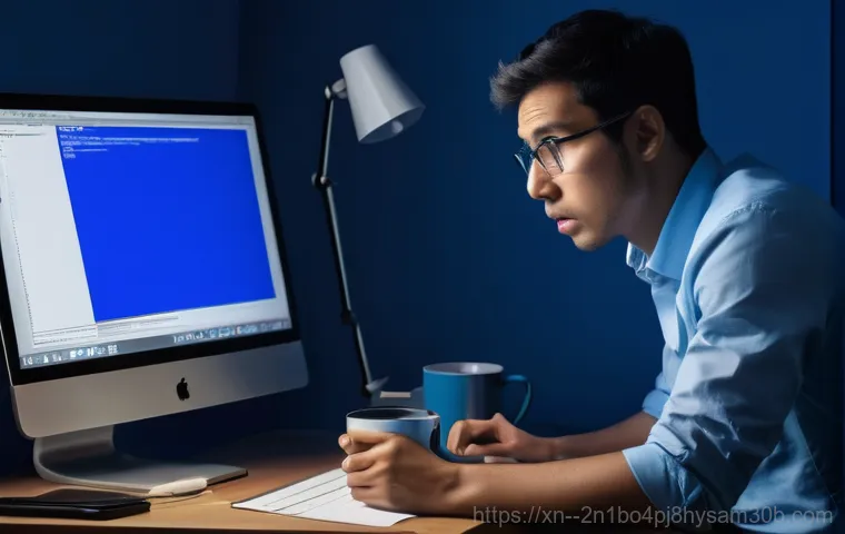 팔판동 STATUS_KERNEL_THREAD_FAILURE - Image Prompt 1: The Frustration of a Blue Screen Interruption**