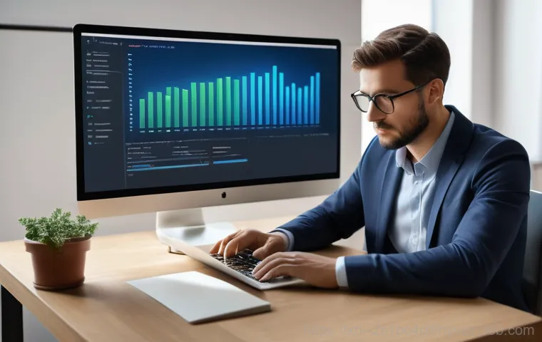 성북구 ubuntu재설치 포맷  초기화 - A young adult, looking frustrated and slightly exasperated, sits in front of an older desktop comput...