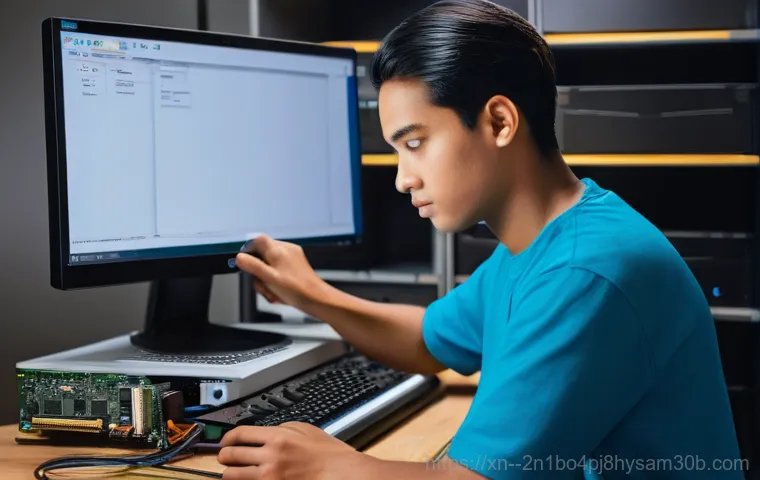 당산동 IO1_INITIALIZATION_FAILED - A focused young adult, dressed in comfortable, modest casual wear (like a t-shirt and jeans), sits a... 당산동 IO1_INITIALIZATION_FAILED - A focused young adult, dressed in comfortable, modest casual wear (like a t-shirt and jeans), sits a...
