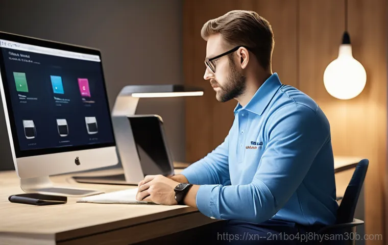 중화동 NAS출장방문수리점 - **Prompt:** A modern home office scene. A person, looking visibly distraught and panicked, sits at a...