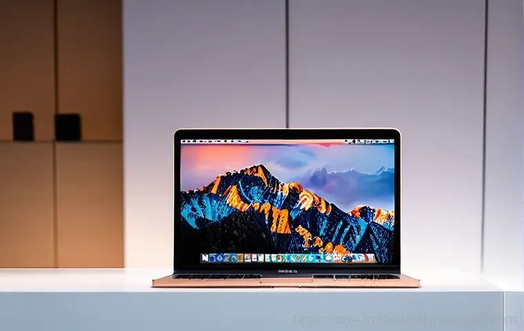 신내동 맥북프로 판매 및 수리 - A young professional, looking frustrated, stares intently at their MacBook screen, which clearly dis... 신내동 맥북프로 판매 및 수리 - A young professional, looking frustrated, stares intently at their MacBook screen, which clearly dis...