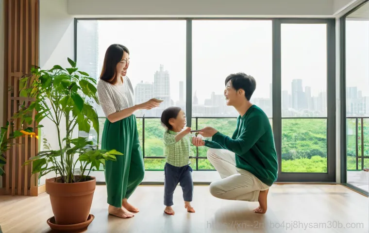 용산구 절전모드 - A cozy yet contemporary home office space in a Yongsan-gu apartment. A person in their 30s, dressed ...