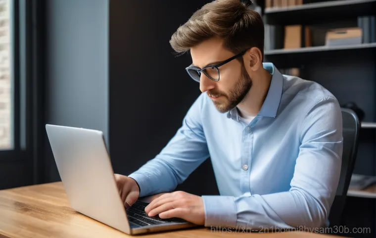 설문동 STATUS_SYSTEM_LICENSE_INVALID - A young adult, appearing frustrated and slightly bewildered, stares intently at a computer monitor i... 설문동 STATUS_SYSTEM_LICENSE_INVALID - A young adult, appearing frustrated and slightly bewildered, stares intently at a computer monitor i...