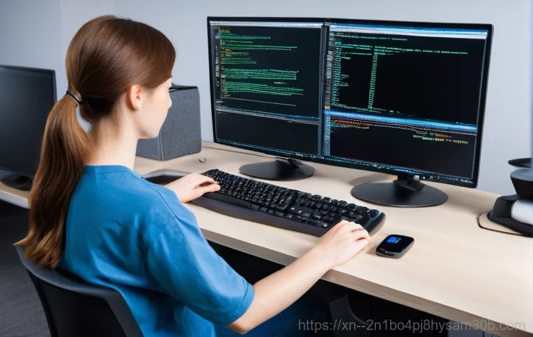 개봉동 CDFS_FILE_SYSTEM - A visibly frustrated person, dressed in casual everyday clothing, sits at a desk with their hands cl...