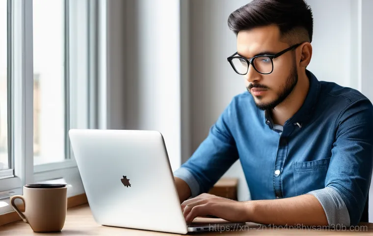 신내동 STATUS_FILE_NOT_FOUND - A person in their late 20s or early 30s, dressed in smart casual attire, sits at a clean, modern des...