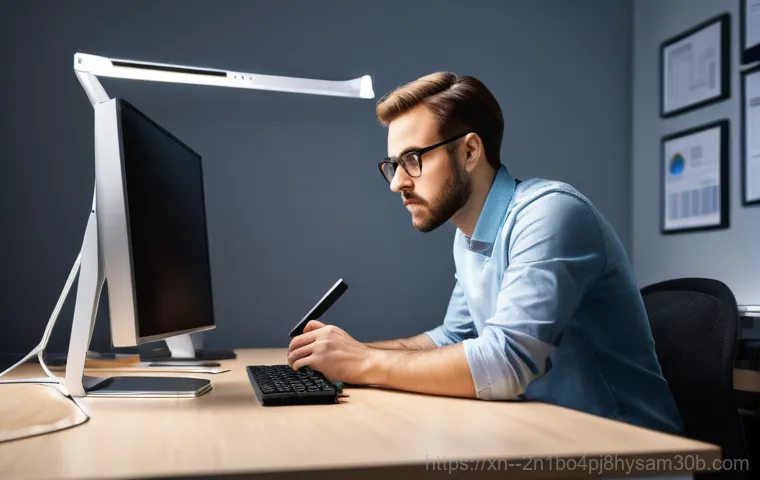 중학동 WIN32K_POWER_WATCHDOG_TIMEOUT - **Image Prompt 1: The Sudden Blue Screen Scare**
    A young professional in their late 20s, with a ...