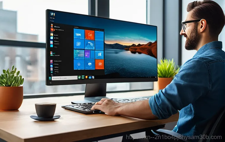 이화동 IRQL_NOT_LESS_OR_EQUAL - A detailed, medium shot of a person actively troubleshooting a computer problem. One hand is holding...