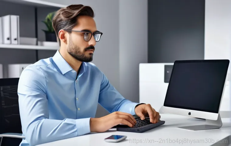 상면 NTFS_FILE_SYSTEM - **Meticulous Hardware Inspection:** A close-up, high-detail shot focuses on a pair of competent hand...