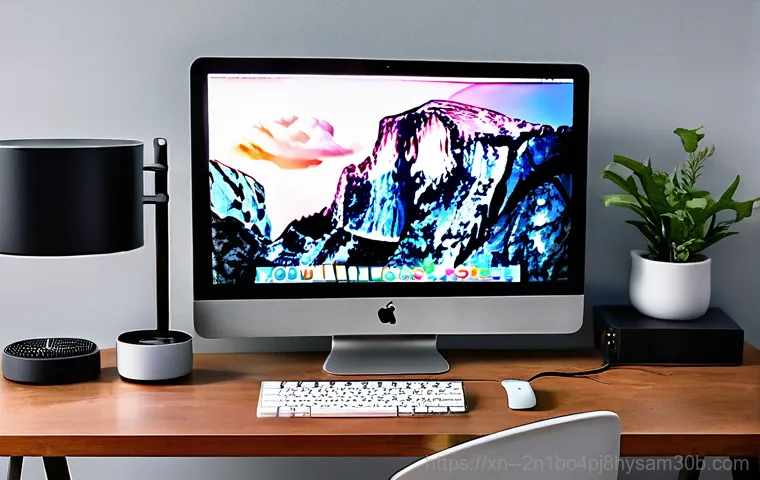 충정로 맥미니 판매 및 수리 - A vibrant, modern home office desk setup with a sleek, silver Mac Mini (M-series) as the central foc... 충정로 맥미니 판매 및 수리 - A vibrant, modern home office desk setup with a sleek, silver Mac Mini (M-series) as the central foc...