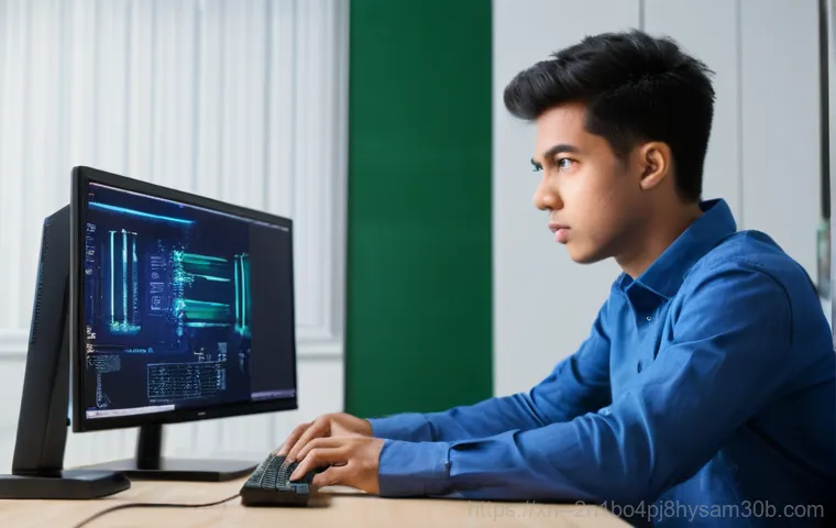 대림동 STATUS_KERNEL_STACK_CORRUPTION - An abstract, digital art piece depicting the concept of a corrupted kernel stack. At the center of t...