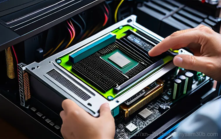 의주로 THREAD_STUCK_IN_DEVICE_DRIVER - **Prompt:** A close-up, well-lit shot inside an open desktop computer case. A pair of hands, belongi...