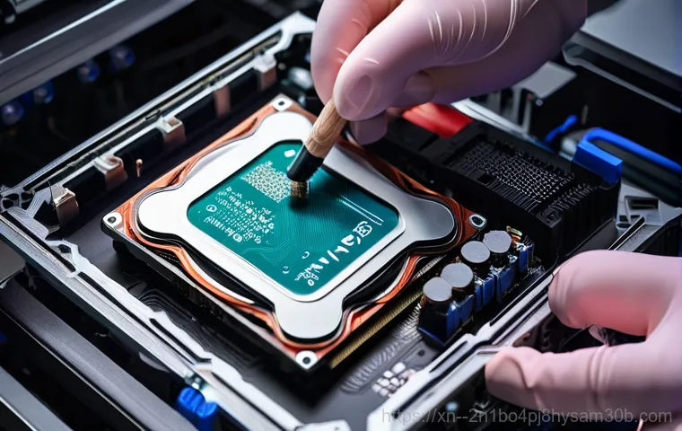 다산동 워크스테이션출장방문수리점 - **A professional, clean-cut computer technician in a branded polo shirt, intently examining the inte...