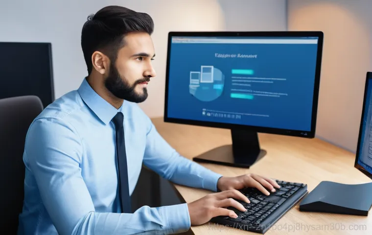 역동 NDIS_INTERNAL_ERROR - **Prompt 2: Focused Troubleshooting**
    A close-up shot focusing on a person's hands and upper tor...