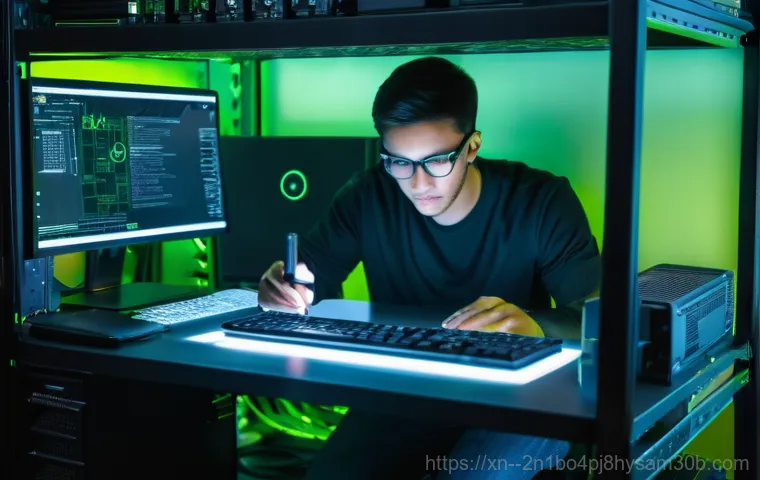 경안동 STATUS_KERNEL_SECURITY_CHECK - A highly stylized, futuristic, and slightly abstract close-up of computer internal components. Focus...