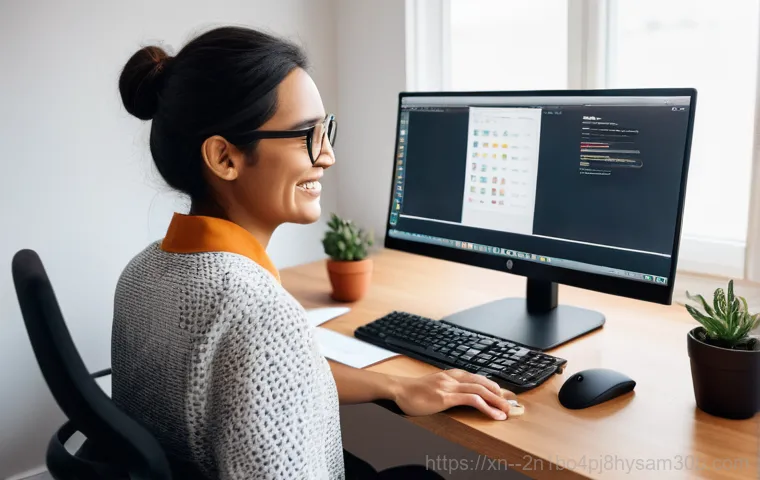 통인동 ubuntu재설치 포맷  초기화 - A gender-neutral young adult in their late 20s sits at a home office desk, looking exasperated at an...