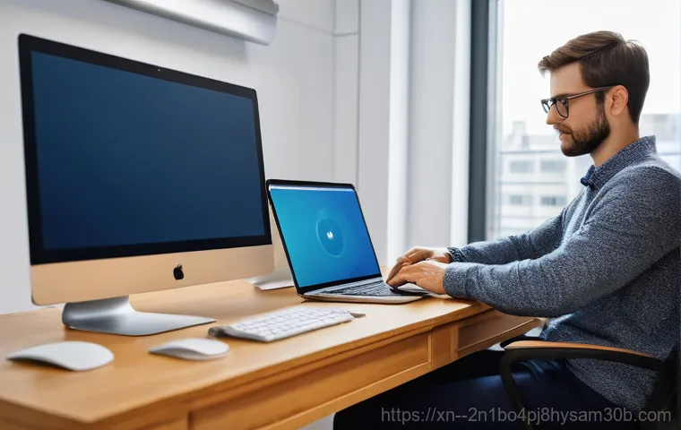 우면동 STATUS_DISK_NOT_INITIALIZED - Two sets of hands are at the center of the frame. One pair, representing a worried user, hesitantly ...