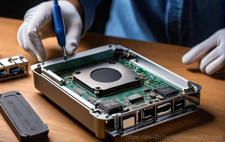 소공동 맥미니 판매 및 수리 - A minimalist, modern workspace featuring a sleek Apple Mac Mini (M-series, e.g., M4 chip model) as t...