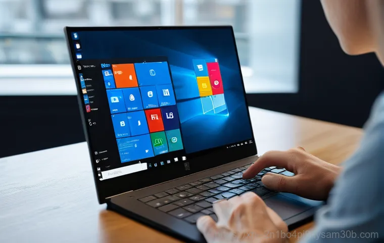 중학동 윈도우10 windows10 재설치 포맷  초기화 - A young adult, looking visibly frustrated, sits in front of a modern laptop on a desk in a cozy home...