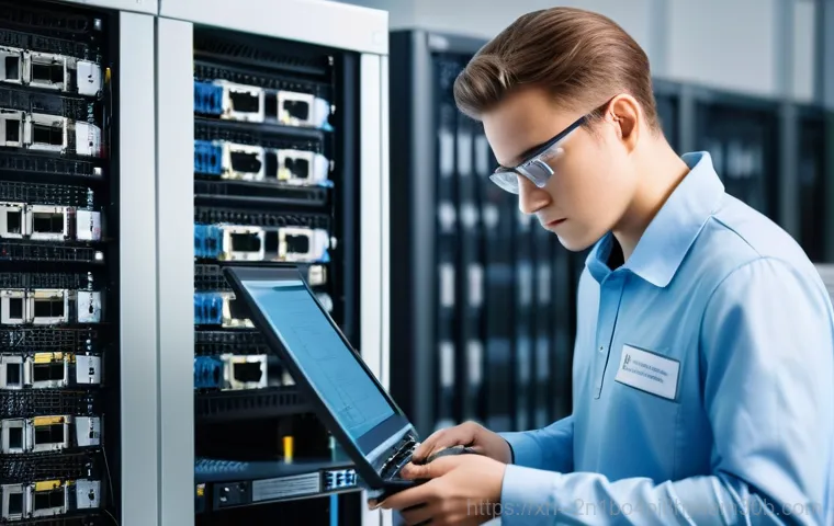 삼전동 server출장방문수리점 - A young professional, appearing visibly stressed and overwhelmed, is clutching their head with both ...