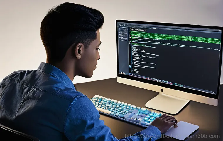 가평읍 Press Ctrl Alt Del to restart - A person, appearing distressed and slightly anxious, sits in a dimly lit home office in front of a d...