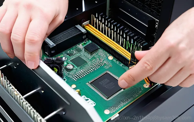 영등포동 모니터화면 안나옴 - **Prompt:** A close-up, high-angle shot of a person's hands, wearing a casual long-sleeved shirt, di...