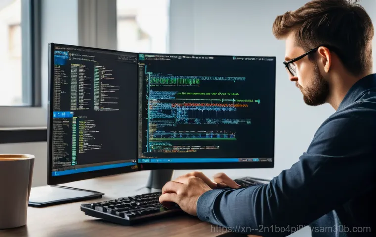 관산동 SYSTEM_SERVICE_EXCEPTION - A young adult, fully clothed in casual attire, sits at a desk in a dimly lit home office. Their face...