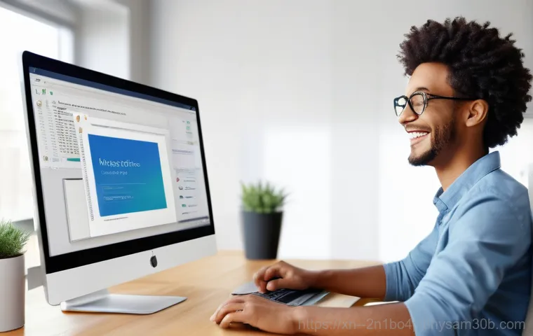관산동 SYSTEM_SERVICE_EXCEPTION - A focused individual, wearing comfortable everyday clothes, is intently troubleshooting a desktop co...