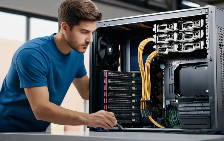 노량진 STATUS_KERNEL_POWER_FAILURE - A frustrated young adult, bathed in the eerie blue glow of a computer monitor, stares helplessly at ...