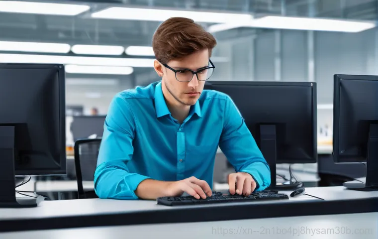 염곡동 STATUS_KERNEL_FILE_SYSTEM_ERROR - **Image Prompt 1: The Frustrated Encounter with the Blue Screen**
    A person, mid-20s, with short,...