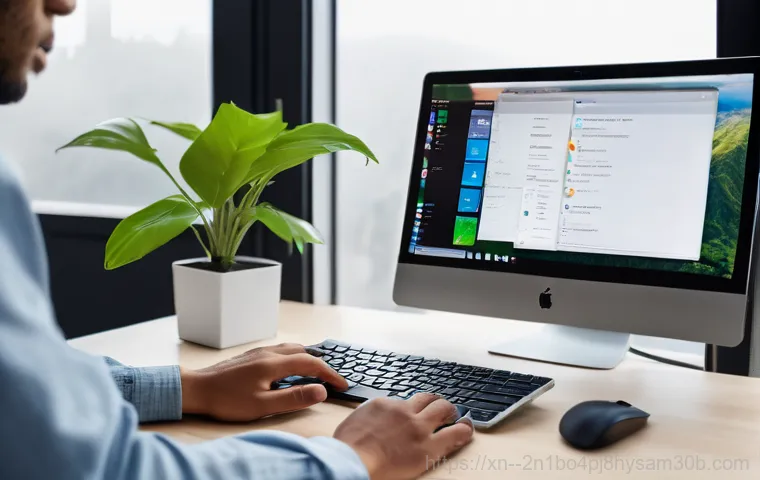 과천시 해킨토시 재설치 포맷  초기화 - A detailed, medium shot of a young adult, male or female, looking intently at a computer screen disp... 과천시 해킨토시 재설치 포맷  초기화 - A detailed, medium shot of a young adult, male or female, looking intently at a computer screen disp...